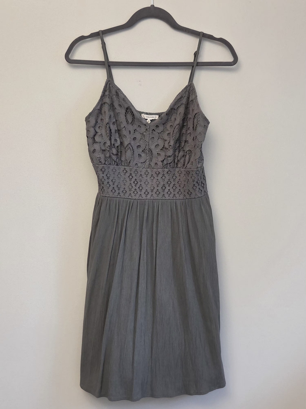 Maurices Soft Green Lace Bodice Spaghetti Strap Midi Dress